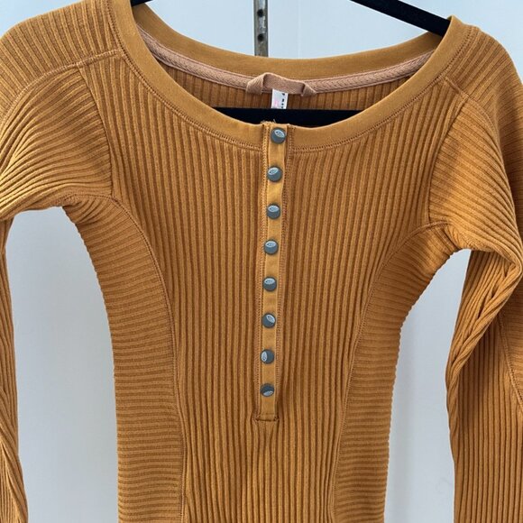 Free People All Ribbed Out Solid Golden Ochre Size XS - Picture 5 of 6